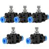 RUIZHI 5 valvole di regolazione del flusso d'aria da 4 mm AD con connettore Push to Connect, regolatore di velocità dritto, tubo diametro esterno 4 mm LSA-4