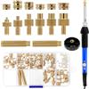 QWORK® Set di punte di saldatura con inserti filettati - 130 pezzi di inserti filettati M2-M8, saldatore da 60W, 6 punte di saldatura, 2 adattatori per punte di saldatura - temperatura regolabile