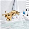 Generic Rubinetto per bidet dorato con due maniglie girevoli Rubinetto per lavabo da bagno per montaggio a foro singolo rubinetto miscelatore acqua in finitura cromata e ottone antico