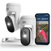 Arlo Essential 3 Telecamera HD PTZ WiFi Esterno Senza Fili, Sirena Allarme Casa, Sensore Di Movimento, Visione Notturna, Prova Inclusa Secure, 2 Telecamere + Adattatore POE
