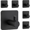 Wixovo Ganci Adesivi, 6PCS Porta Asciugamani Bagno Adesivo, Gancio Accappatoio Doccia, Appendi Strofinacci Cucina, Appendino da Muro Acciaio Inox senza Forare Autoadesivo, Nero