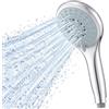 TANIASHOP Soffione Doccia Doccetta Rotonda ad Alta Pressione a 5 Getti Ø12 cm in ABS Cromato, Universale 1/2, Massaggio Pioggia Relax Cascata Multi, Ugelli Autopulenti