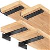 Tczecoo 4 supporti per scaffali, pesanti, a L, per il montaggio a parete, invisibili, galleggianti, per camera da letto, ufficio, cucina, portata 70 kg (nero, 30 cm)