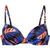 Dorina Reggiseno Bikini con Stampa Palme Imbottitura Leggera - Con Ferretto, Coppe Tre Quarti, Nero
