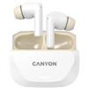 Canyon Hexagon 7, cuffie in-ear True Wireless Stereo Bluetooth 5.4. ANC, funzione ENC, 27 ore di durata della batteria, beige e bianco
