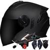 VHVYWY Casco Jet Vintage con Interfono , Omologazione DOTECE, Doppia Visiera, Casco 34 per Scooter e Cruiser
