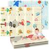 Soontrans Tappetino da gioco per bambini, pieghevole, 180 x 120 x 1 cm, Play Mat for Babies double face, in gommapiuma, impermeabile, portatile, con custodia (oceano/paradiso)