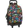 SAFTA GRAFFITI COLORS - Zaino grande con ruote, compatto, rimovibile, ideale per bambini di diverse età, comodo e versatile, qualità e resistenza, 33 x 22 x 45 cm