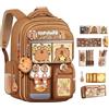 JIABAOZ Zaino per Bambino Capibara,Zaino A Forma Di Capibara Con Bande Riflettenti, Zaino Carino Per Ragazze E Accessori Graziosi