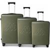 Kappa Set 3 Valigie Rigide in Policarbonato, Trolley da Viaggio 55/65/75 cm con 4 Ruote Girevoli, Maniglie Telescopiche, Lucchetto TSA ed Espansione 352F57W, Verde