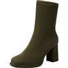 Onewus Stivali corti da donna alla moda Punta rotonda Camoscio Sintetico Comodo Tacco Chunky Versatili Stivaletti alla moda