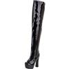 Bviennic Donna Vernice Tacco Alto Plateau Sopra Il Ginocchio Mens Boots