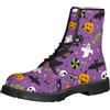 Ulalaza Stivali da Combattimento a Tema Halloween per Donna Stampa Grafica Spettrale Stivali corti Alla Caviglia con Suola Platform Spessa Stivali Corti Gotici