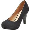Lroey Reoly Décolleté Donna, Scarpe Tacco a Cono Eleganti Scarpe da Sposa Tacco Alto Punta Rotonda con Plateau con Cristalli, Numero 31-47
