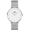 Daniel Wellington Petite Sterling, orologio in argento, 36 mm, maglia, per donne e uomini
