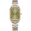 BURKER Orologio Donna Isabell Oro Argento Verde Oliva 29mm | Orologio da polso rettangolare da donna, in acciaio inox placcato oro 14 K, analogico, al quarzo, impermeabile 3 ATM