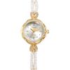 OIDEA Orologio da polso da donna, vintage, con perle: oro, argento, rotondo, cassa al quarzo, analogico, sottile, con perle, stile retrò, elegante, idea regalo per donne e fidanzate