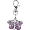 Oidea Portachiavi con clip sull'orologio: orologio da tasca unisex portatile vintage con ciondolo a forma di farfalla con numeri arabi, facile da leggere, analogico, al quarzo, regalo per donne e