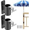 BeneLabel 2 supporti per ombrelloni per ringhiera per pali da 2,5 cm a 5,1 cm | Staffa per ombrellone da patio, salvaspazio, resistente, supporto verticale per balcone, patio, terrazza, ringhiera