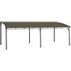 Fisinber Gazebo da giardino, 6 x 3 x 2,55 m, colore tortora, grande pergola con robusto telaio in acciaio per giardino e terrazza, versatile tettoia e tettoia per veicoli