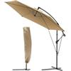 VOUNOT® Ombrellone da Giardino, Diametro 3M, Ombrellone Decentrato Parasole, con Base a Croce e Antivento Cinghia, Protezione UV, Cachi