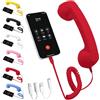 Generico Retro Phone Handset, Bluetooth Retro Phone Handset, Wired External Receiver with Microphone,for Iphone & Android Ipad Smartphone (Wired version,Red)