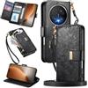 MOJIA Portafoglio Custodia per Honor Magic8 Pro/Magic 8 Pro, Flip Cover in Pelle con Tracolla a Tracolla, Scomparto a Cerniera e Funzioni Multifunzione. Black