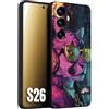 CUSTOMIZZA - Custodia cover nera morbida in tpu compatibile per Samsung S26 animali cyberpunk pantera street cat fucsia blu giallo