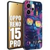 CUSTOMIZZA - Custodia cover nera morbida in tpu compatibile per Oppo Reno 15 PRO animali cyberpunk gatto street cat fucsia blu giallo