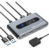 Techly 367980 Switch USB 3.0 per 2 PC in 4 out Silver