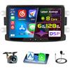 Hikity Autoradio 2 DIN Android 15 8 per Dacia Duster Wireless CarPlay | 8Core 6+128G DSP. Compatibile con Sandero 2010-2015, Logan/Dokker 2012. Android Auto, GPS, WiFi, 59UI, USB-C, SWC, CAM, MIC