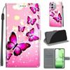 KENHONER Cover per Honor 600 Lite /500 Smart 5G, farfalla rosa | Portafoglio Pelle PU, Magnetica, Resistente Agli Urti, Scomparto Carte Credito, Pieghevole, Flip Libro, Motivo