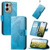 JIUNINE Cover a Libro in Pelle per XIAOMI Redmi 17, Blu | Custodia Portafoglio Antiurto in Pelle Sintetica, Motivo Farfalle 3D, Portacarte, Supporto Regolabile, Chiusura Magnetica