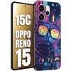 CUSTOMIZZA - Custodia cover nera morbida in tpu compatibile per Oppo Reno 15 - Reno 15Canimali cyberpunk gatto street cat fucsia blu giallo