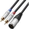 Tisino Cavo 2 RCA a XLR Maschio Splitter, Cavo Audio Sbilanciato, 2m | Cavo XLR maschio a Doppio RCA per Mixer/Console, 2 RCA Maschio a XLR Sbilanciato, Connettori Dorati e Schermatura 20AWG OFC