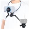 UTEBIT Regolabile a 360 gradi Magnetic Cell Phone Neck Holder con cordino di sicurezza e cinghia di fissaggio porta telefono collo, grigio girocollo telefono per DJI /Insta360 /iPhone/Vlog