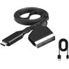 Wotrilw Convertitore da SCART a HDMI, Adattatore Audio Video con Conversione Full HD 720P 1080P, Supporto PAL NTSC, Cavo USB Incluso, Compatibile con HDTV, STB, VHS, Blu ray e Console di Gioco