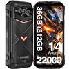 LMHTRADE V Max Plus - Telefono robusto 36 GB + 512 GB 6,58 '' Android 14 Dimensità 7050 200 MP AI Fotocamera 22000 mAh NFC 5G Smartphone