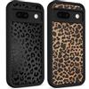 Saqmkil 2 Pezzi Cover per Google Pixel 9a 5G 6,3'', Aesthetic Disegni Custodia con Leopardata Motivo, TPU Silicone Donna Sottile Morbido Antiurto Bumper Protettiva Case Custodie - Nero