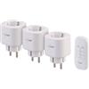 revolt Set da 3 mini prese radiocomandate con telecomando, 30 m, 3680 W, bianco