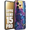 CUSTOMIZZA - Custodia cover nera morbida in tpu compatibile per Oppo Reno 15 PRO animali cyberpunk orsetto orso street bear fucsia blu night