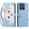 TAUYN Folio Portafoglio Custodia per Motorola Moto G86 5G | PU Pelle Antiurto TPU Custodie, Gatto Carino Modello, con Slot per Schede & Supporto Funzione Cover - Azzurro