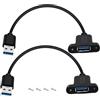 YINGAYOU Prolunga USB da Pannello 5Gbps 60W 5V 3A 0.3m 2pcs | Cavo Prolunga USB 3.0 con Pannello per Laptop, PC, Pannello Cruscotto Auto e Barca
