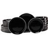 CreaTable, 24806, serie Nordic Gourmet nero, set di stoviglie da 18 pezzi, per 6 persone, set di piatti in gres porcellanato, lavabile in lavastoviglie e microonde, produzione di qualità