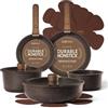 CAROTE Set Pentole e Padelle Antiaderenti 13 Pezzi, Effetto Marrone Granito | Batteria di cucina induzione con pentolini, padelle e manici rimovibili, adatta a tutti i piani cottura, senza PFOA e PFOS