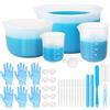 DONQL Set di misurini in silicone per resina epossidica, 1000 ml/650 ml/250 ml/100 ml, misurino in silicone, accessori per resina epossidica, fai da te, artigianato da cucina, facile da pulire