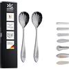 Gehring Solingen Flower - Set di 2 cucchiai da zucchero, in acciaio inox 18/10, lavabili in lavastoviglie, made in Germany