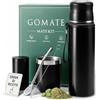 GOMATE Kit Mate Argentino, Thermos 1L, Tazza, Bombilla, Yerbera, Spazzola | acciaio inox