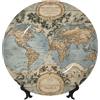 MXDLKSWPOH Piatto decorativo in porcellana Bone China da 25,4 cm, con espositore vintage con mappa del mondo antico, piatti decorativi in ceramica, ornamenti da parete, artigianato da appendere, piatto in