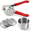 Mestive 27 × 10 × 10 cm, spremipate: spremipatate in acciaio inox con 3 colini intercambiabili per spätzle, spremiaghiaccio per cucina purè di patate, succhi di frutta e verdure